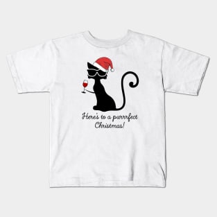 Here's to a Purrrfect Christmas Kids T-Shirt